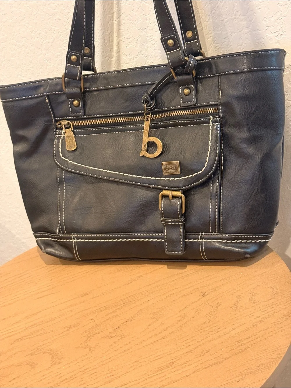 b.o.c.‎ Black Shoulder Tote with Gold Hardware